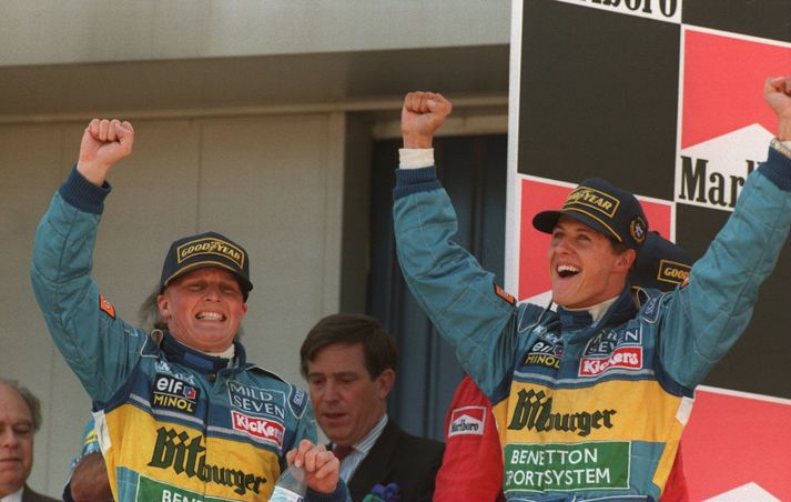 Johnny Herbert og Michael Schumacher voru samherjar hjá Benetton.