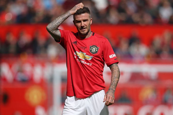 David Beckham klæddi sig aftur í Manchester United búninginn í góðgerðaleik árið 2019.