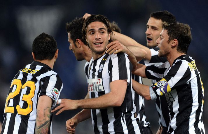 Alessandro Matri fagnar marki í leik með Juventus.