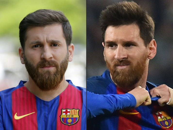 Reza Parastesh er mjög líkur Lionel Messi eins og sést á þessum myndum.