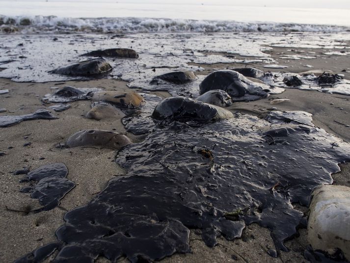 Talið er að allt að 400 þúsund lítrar af hráolíu hafi lekið í sjóðinn.