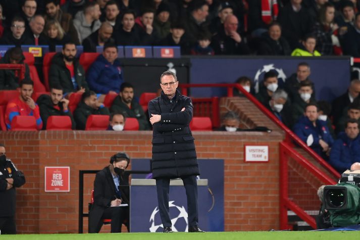 Ralf Rangnick var ekki sáttur eftir að Manchester United féll úr leik í Meistaradeild Evrópu í gær.