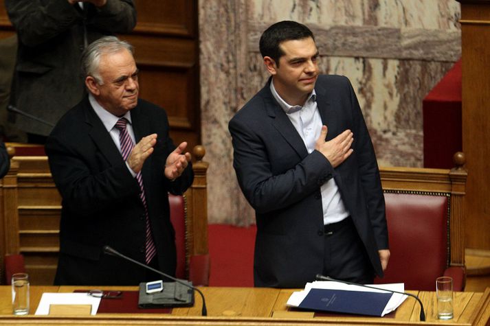 Alexis Tsipras forsætisráðherra og 
Yannis Dragasakis aðstoðarforsætisráðherra.