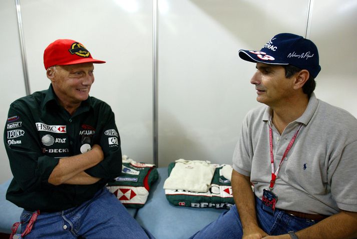 Niki Lauda og Nelson Piquet eldri, sem nargir telja að hafi átt þátt í því að leka upplýsingum um svindlið í fjölmiðla.