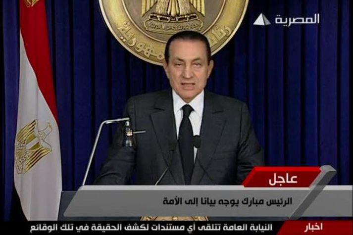 Hosni Mubarak ávarpaði egypsku þjóðina í kvöld. Hann ætlar ekki að segja af sér.