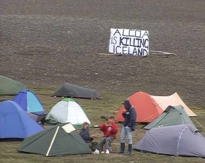 Búðir Íslandsvina undir Snæfelli í sumar.