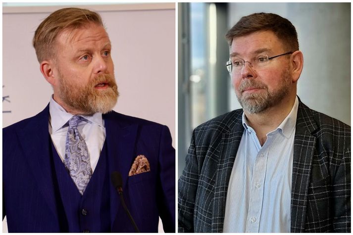 Ásgeir Jónsson segir útlit fyrir að verðbólga hjaðni hratt næstu misseri en þó sé óvissa í kortunum. Jón Bjarki Bentsson aðalhagfræðingur segir að verði samið um miklar launahækkanir í yfirstandandi kjarasamningum geti það haft skaðleg áhrif .