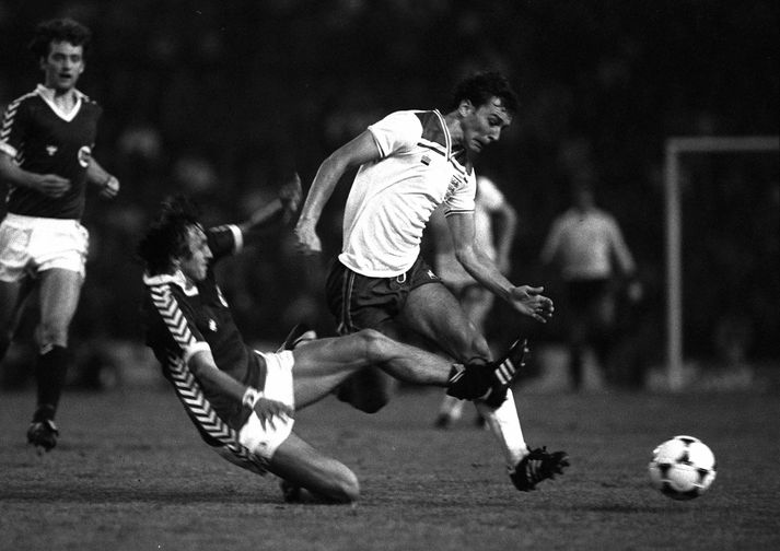 Bryan Robson skoraði mark Englands í leiknum fræga gegn Noregi 1981.