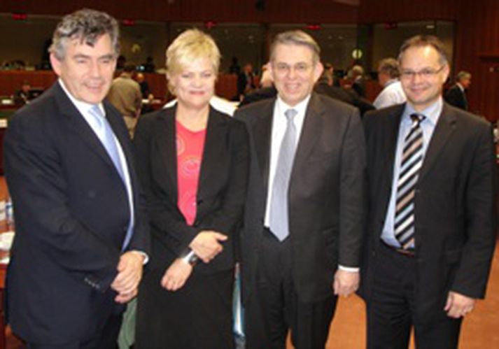 Gordon Brown, fjármálaráðherra Bretlands, Kristin Halvorsen, fjármálaráðherra Noregs, Björn Bjarnason, dóms- og kirkjumálaráðherra, og Klaus Tschutscher, efnahags- og dómsmálaráðherra Liechtenstein.