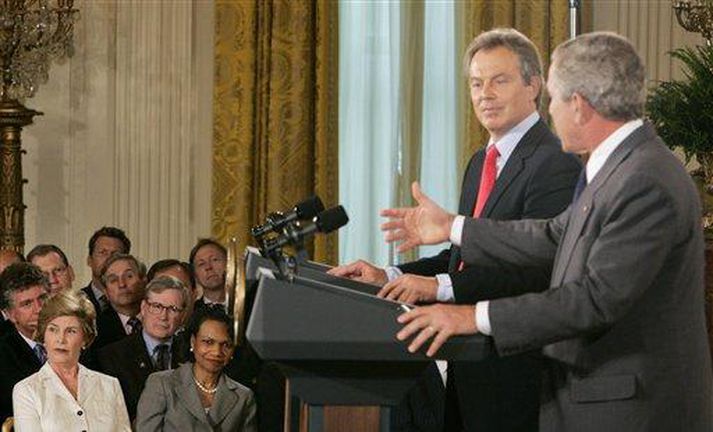 Tony Blair og George W. Bush.