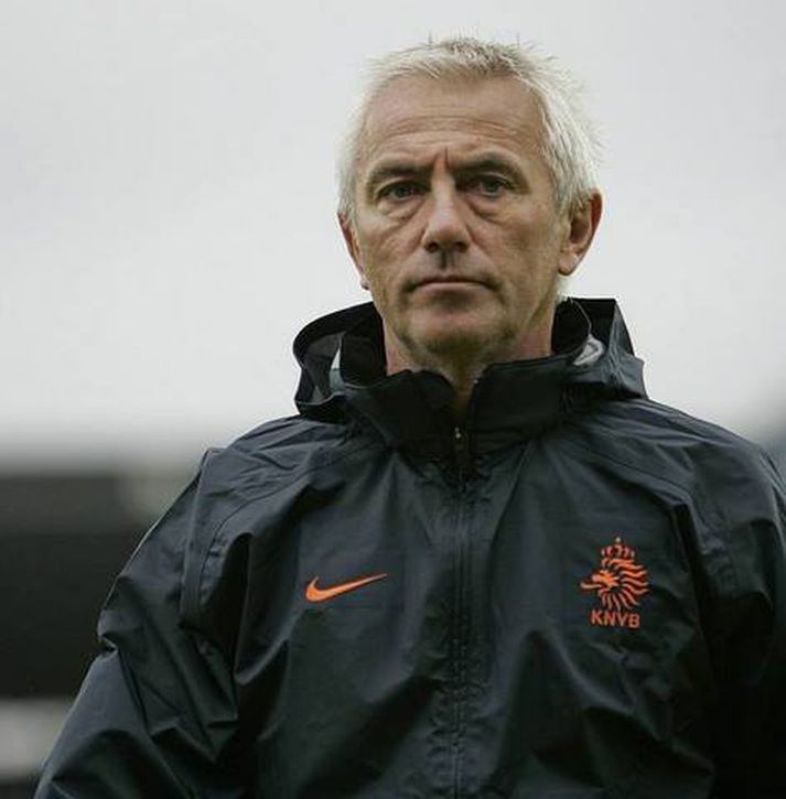 Bert Van Marwijk á æfingu á Laugardalsvelli.