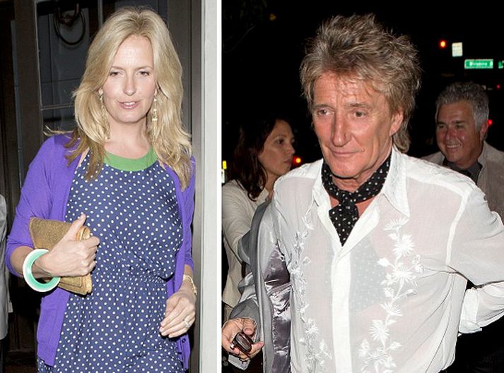 Rod Stewart og Penny Lancaster. Söngvarinn vinsæli var heppinn að sleppa með fingurbrot í bílslysinu.