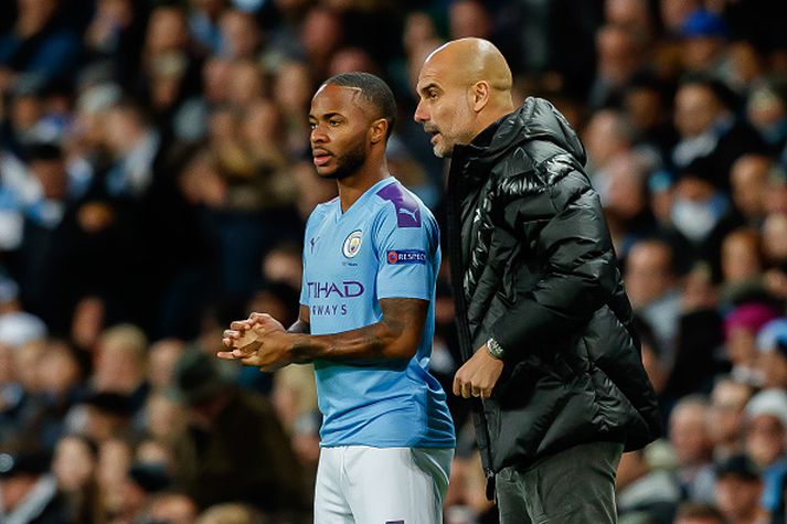 Guardiola og Sterling á góðri stundu.