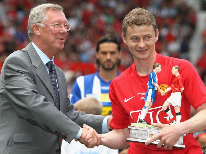 Ole Gunnar Solskjær með Sir Alex Ferguson.