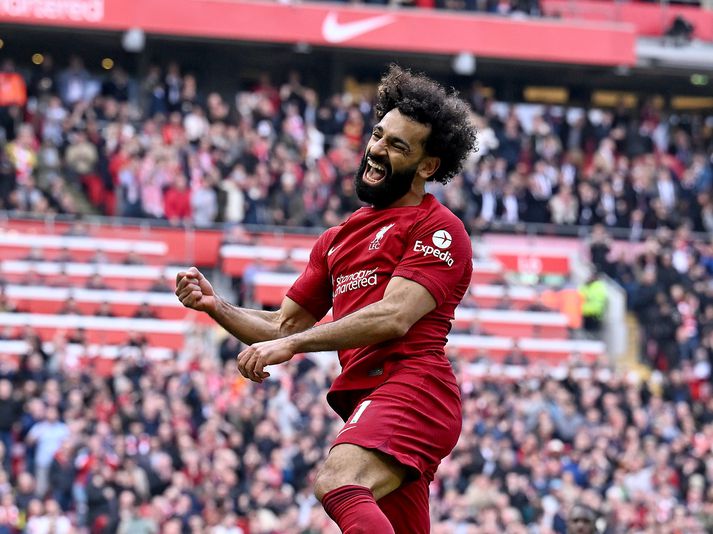 Mo Salah skoraði sigurmark Liverpool í dag.