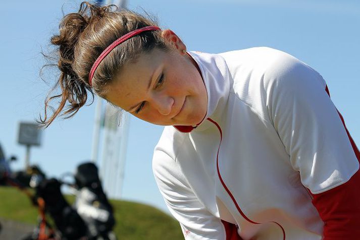 Ólafía Þórunn Kristinsdóttir er efst eftir 36 holur alveg eins og í fyrra.