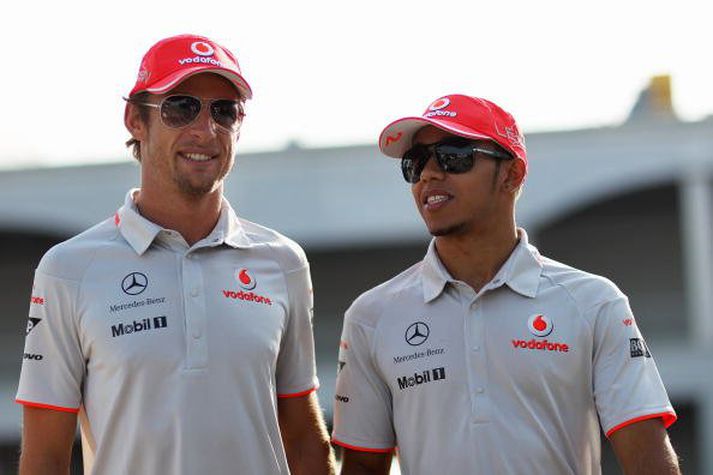 Jenson Button og Lewis Hamilton, en Hamilton vann síðustu keppni, sem var í Tyrklandi.