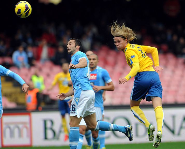 Birkir skorar hér gegn Napoli.