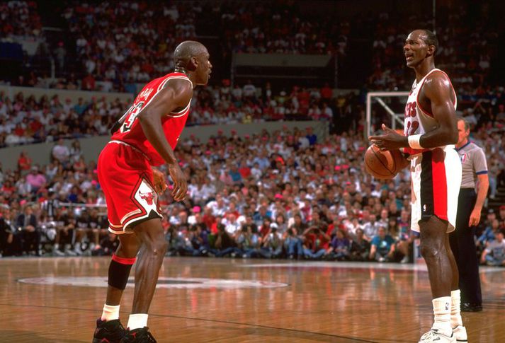 Clyde Drexler og Michael Jordan.