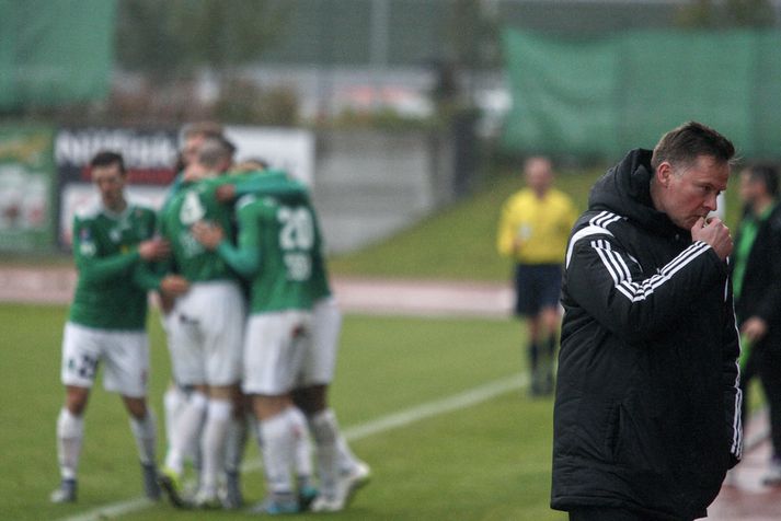 Heimir Guðjónsson svekktur eftir annað mark Breiðabliks.