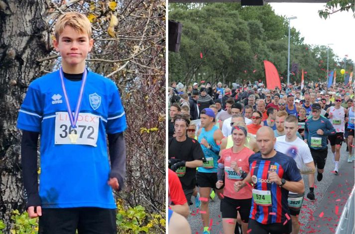 Sindri Karl Sigurjónsson er greinilega afar efnilegur hlaupari en aldursflokkamet hans í 10 km hlaupi frá því á laugardaginn fæst ekki skráð. Aðeins hálft maraþon og maraþon voru vottuð í Reykjavíkurmaraþoninu.