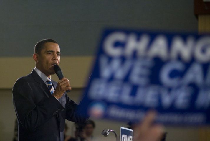 Obama heldur ræðu. Mynd/ Getty.