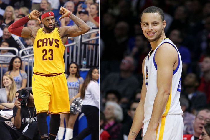 LeBron James hjá Cleveland Cavaliers og Stephen Curry hjá Golden State Warriors.