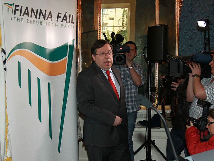 Brian Cowen sagði af sér formennsku í flokki sínum í gær. Mynd/ AFP.