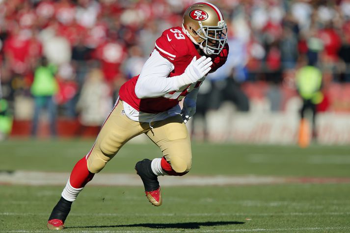 Aldon Smith hefur líklegast leikið sinn síðasta leik fyrir San Fransisco 49ers.