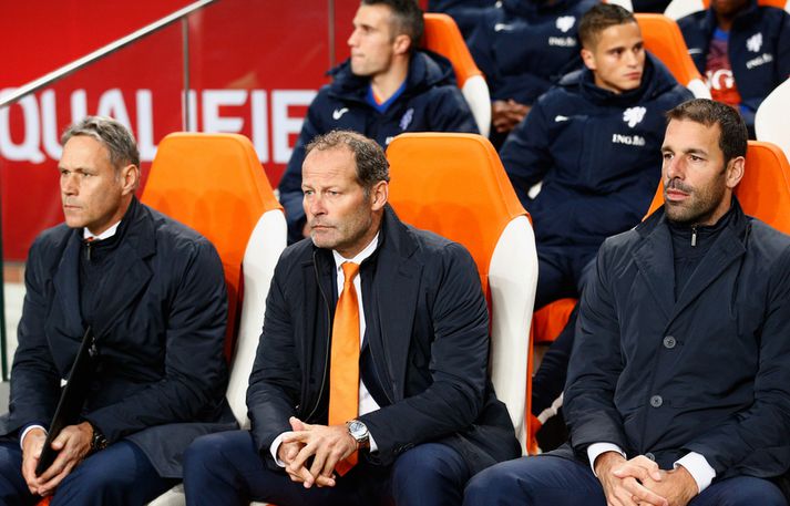 Danny Blind með aðstoðarmönnum sínum Marco Van Basten og Ruud van Nistelrooy.