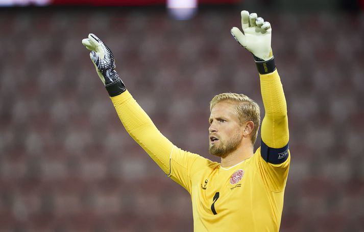 Schmeichel í leiknum gegn Færeyjum á miðvikudaginn var.