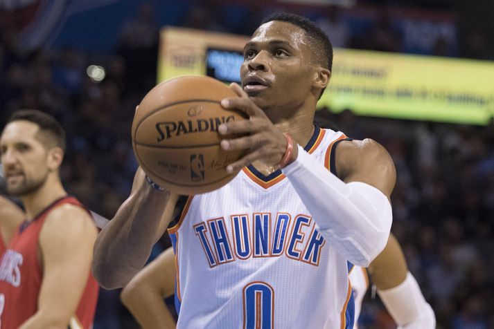 Russell Westbrook var magnaður í nótt.