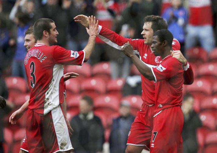 Leikmenn Middlesbrough höfðu ærið erindi til að fagna í dag