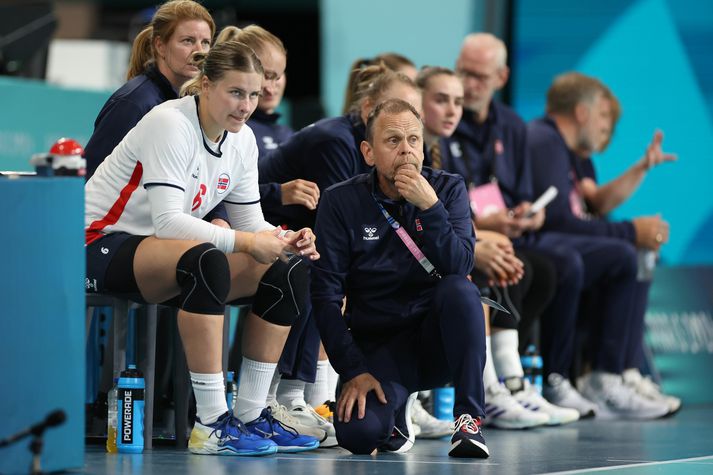 Þórir Hergeirsson sést hér á hliðarlínunni hjá norska kvennalandsliðinu í handbolta.