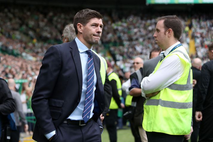 Gerrard tapaði sínum fyrsta leik í skosku úrvalsdeildinni í dag gegn erkifjendunum í Celtic