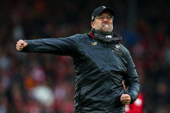 Þrjú stig og Liverpool komið á toppinn. Klopp var ánægður með dagsverkið.