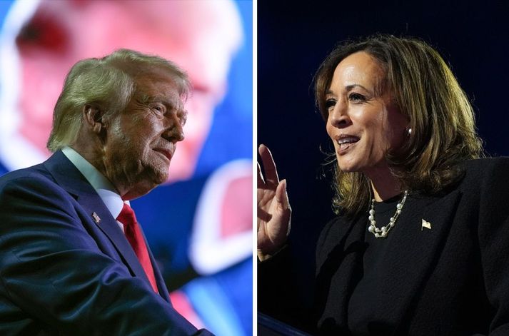 Donald Trump og Kamala Harris berjast um Hvíta húsið.