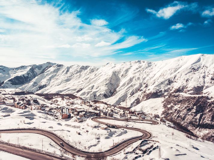 Gudauri er vinsæll áfangastaður skíðafólks í Georgíu.