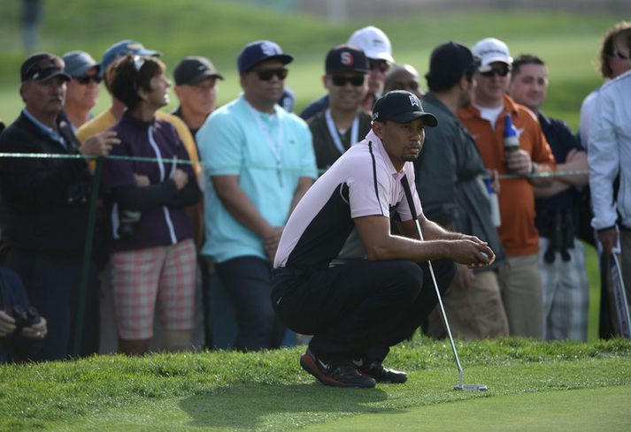 Tiger Woods á Torrey Pines í gærkvöldi.