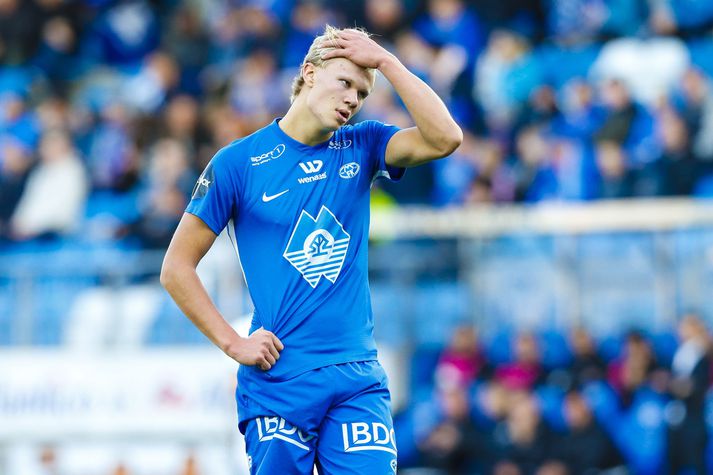 Erling Braut Håland í leik með Molde árið 2018.