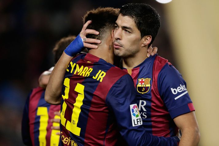 Suarez og Neymar fagna.