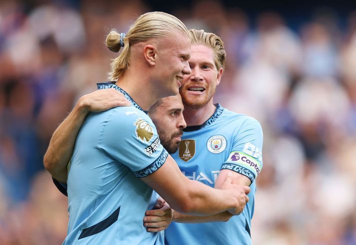 Erling Haaland var ekki lengi að komast á blað fyrir Manchester City.