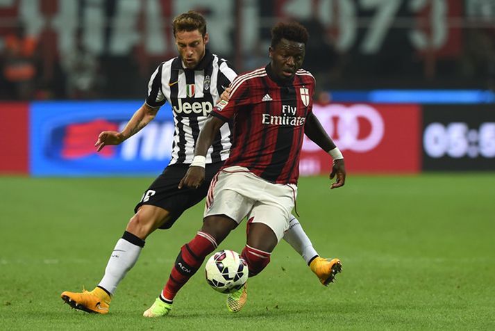 Muntari og Claudio Marchisio, leikmaður Juventus, eigast við.