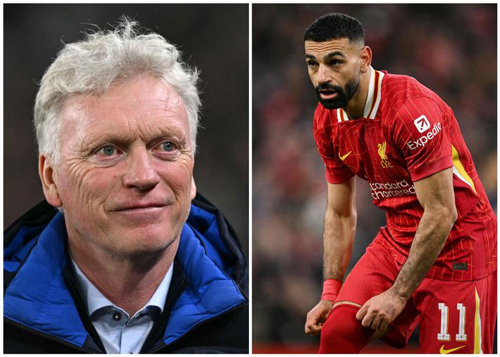 David Moyes, besti stjóri febrúar og Mohamed Salah, besti leikmaður febrúar.