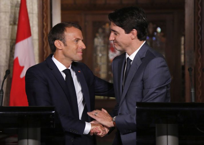 Emmanuel Macron og Justin Trudeau.