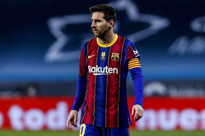 Lionel Messi í leiknum sögulega á milli Barcelona og Athletic Bilbao á sunnudagskvöldið.