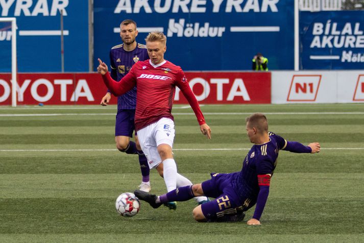 Patrick Pedersen í leik Vals og Maribor í þarsíðustu viku.