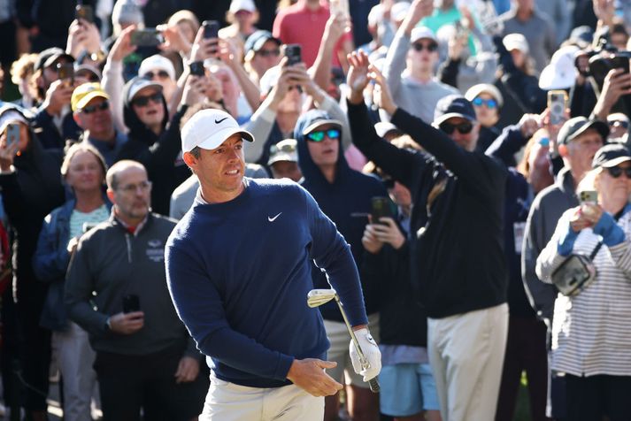 Rory McIlroy var vel studdur í dag.