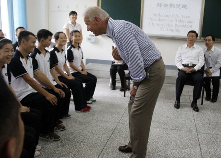 Joe Biden, varaforseti Bandaríkjanna, er í heimsókn í Kína. Mynd/ AFP.