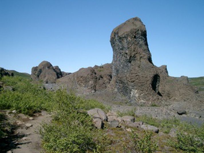 Frá Hljóðaklettum þar sem slysið átti sér stað.